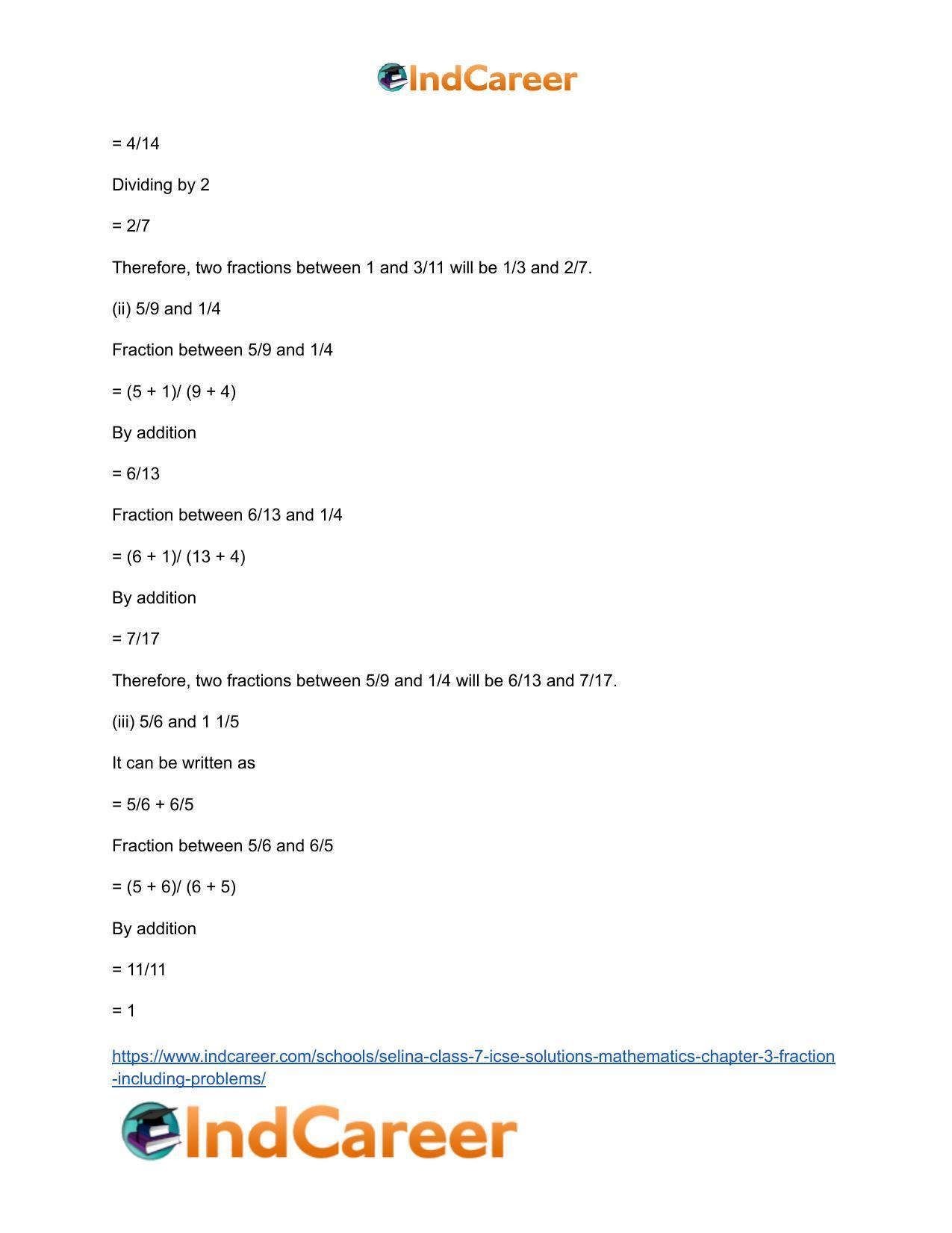 Selina Class 7 ICSE Solutions Mathematics : Chapter 3- Fraction (Including Problems) - Page 75