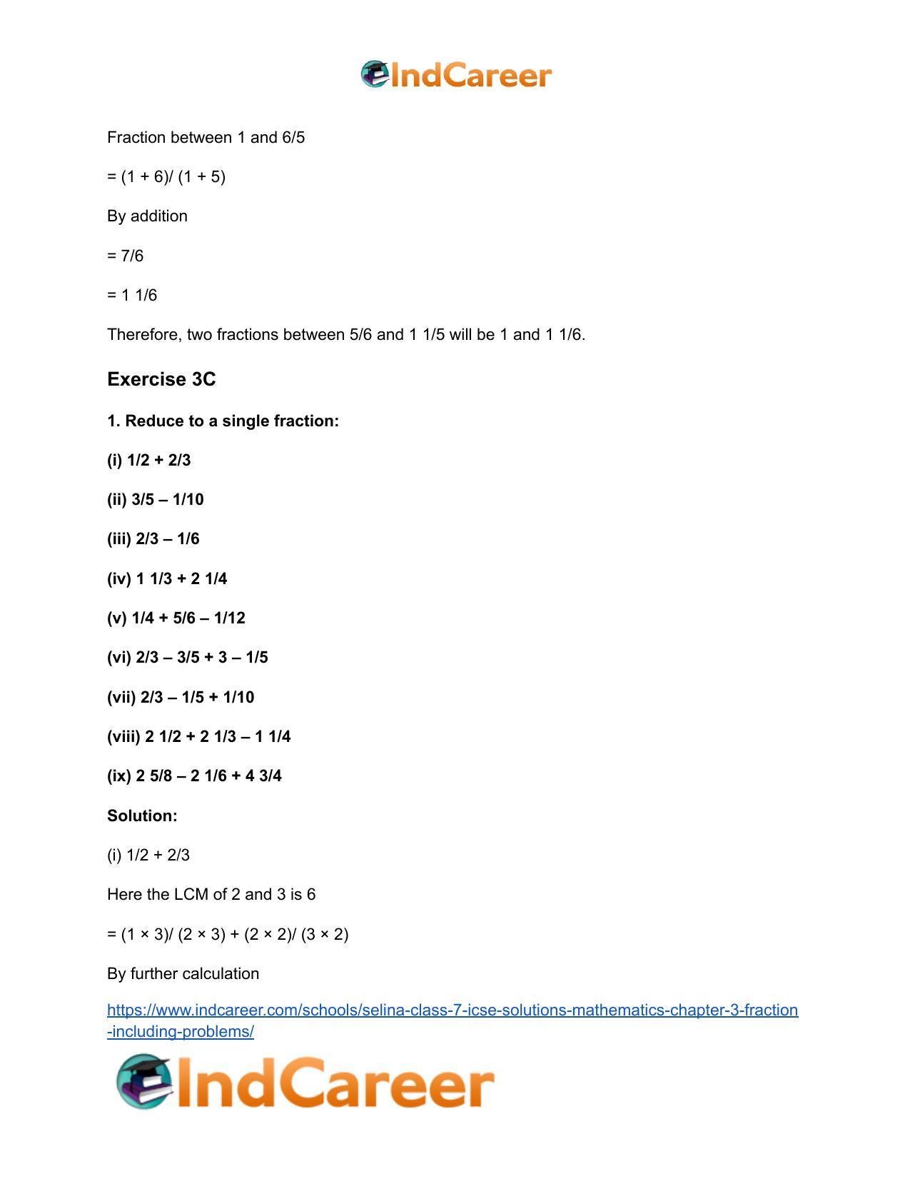 Selina Class 7 ICSE Solutions Mathematics : Chapter 3- Fraction (Including Problems) - Page 76