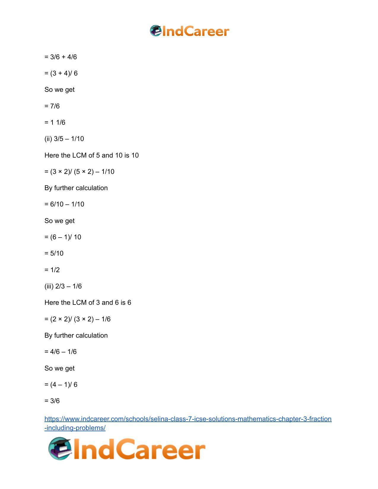 Selina Class 7 ICSE Solutions Mathematics : Chapter 3- Fraction (Including Problems) - Page 77