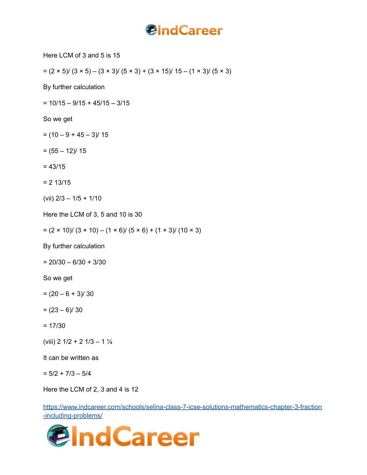 Selina Class 7 ICSE Solutions Mathematics : Chapter 3- Fraction (Including Problems) - Page 79