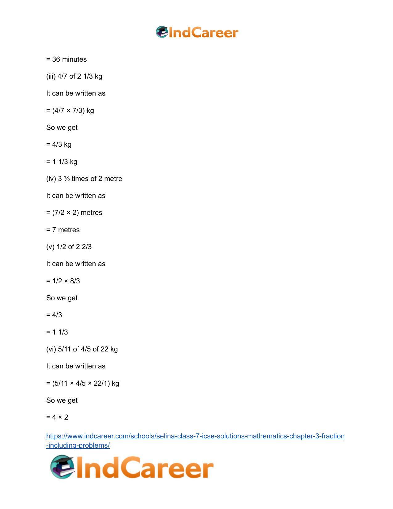 Selina Class 7 ICSE Solutions Mathematics : Chapter 3- Fraction (Including Problems) - Page 90