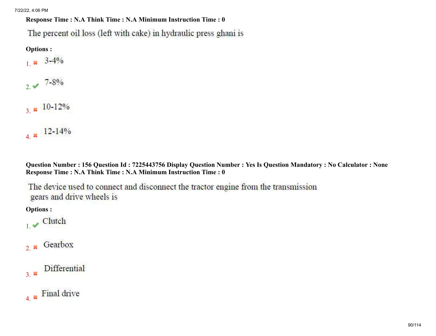 AP ECET 2022 - AGRICULTURAL ENGINEERING Question Paper With Preliminary Keys  - Page 90