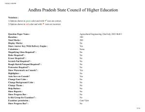 AP ECET 2022 - AGRICULTURAL ENGINEERING Question Paper With Preliminary Keys 