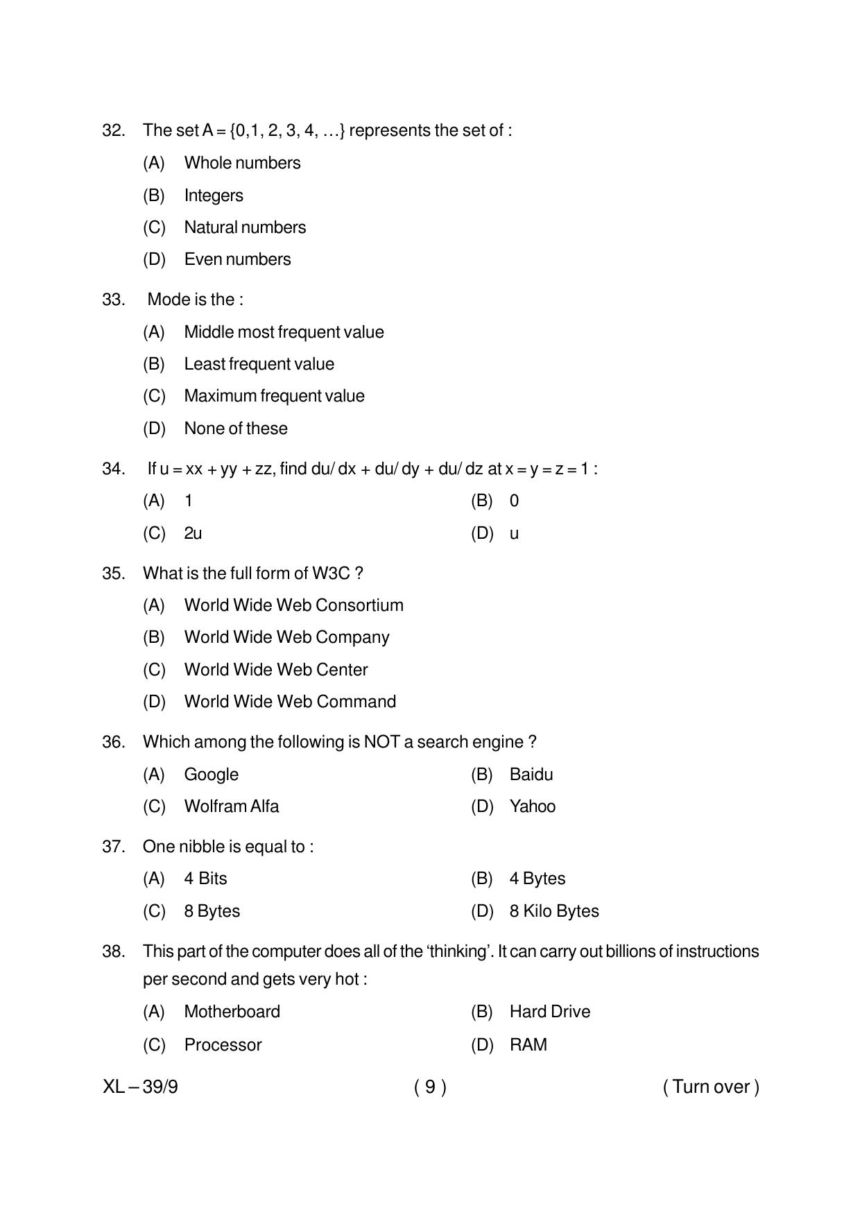 Odisha CPET MARINE SCIENCE (OCEANOGRAPHY) 2020 Question Paper - Page 9