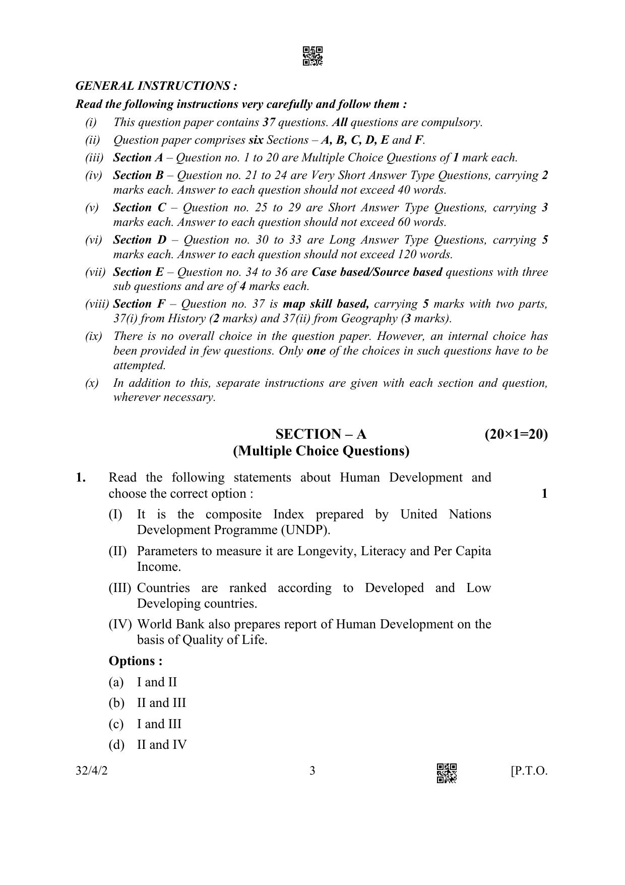 CBSE Class 10 32-4-2 Social Science 2023 Question Paper - Page 3