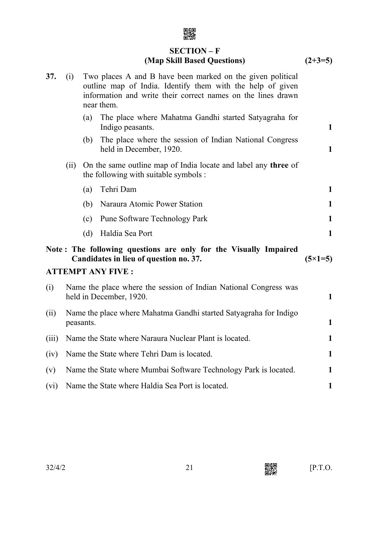 CBSE Class 10 32-4-2 Social Science 2023 Question Paper - Page 21