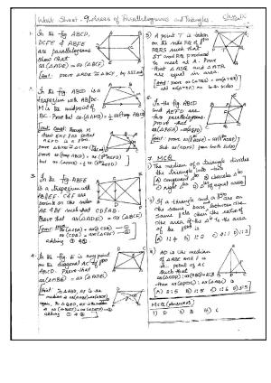 CBSE Worksheets for Class 9 Mathematics Areas of Parallelograms and Triangles Assignment 3