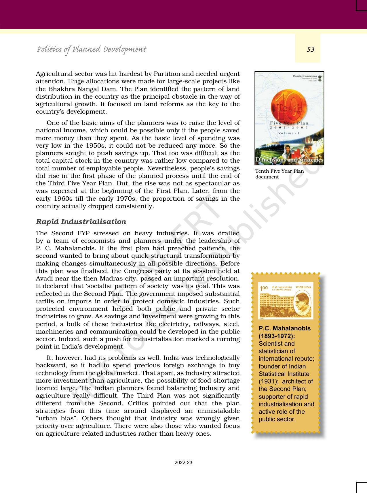 NCERT Book for Class 12 Political Science (Politics In India Since Independence) Chapter 3 Politics of Planned Development - Page 8