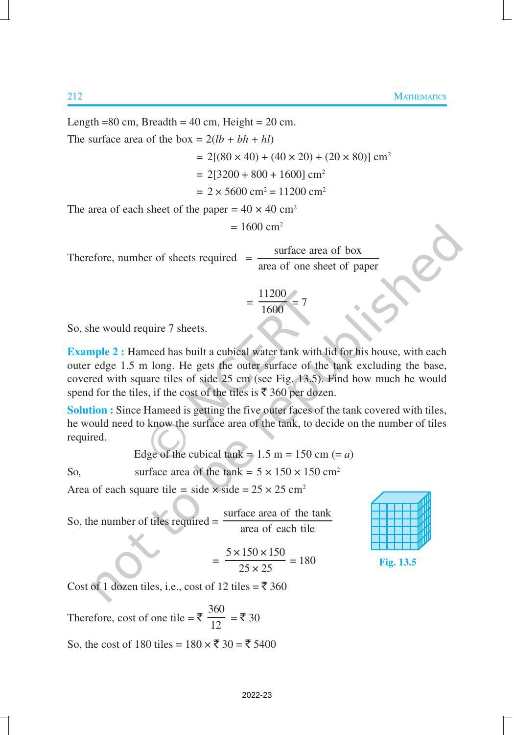 NCERT Book for Class 9 Maths Chapter 13 Surface Areas
