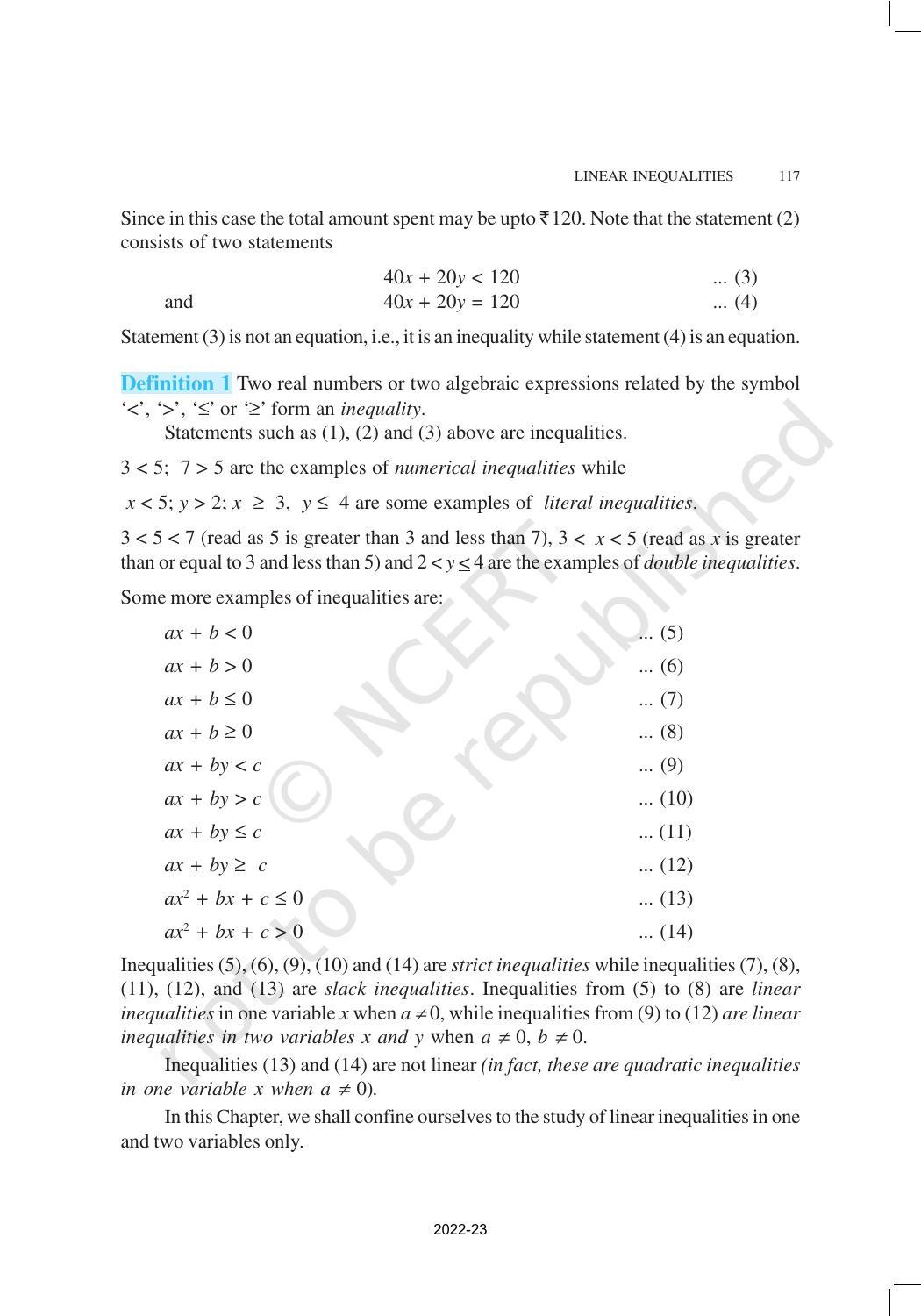 NCERT Book for Class 11 Maths Chapter 6 Linear Inequalities - Page 2
