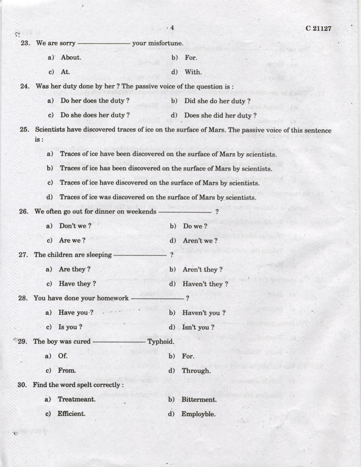 CUCAT 2022 Master of Social Works (MSW) Question Paper - Page 4