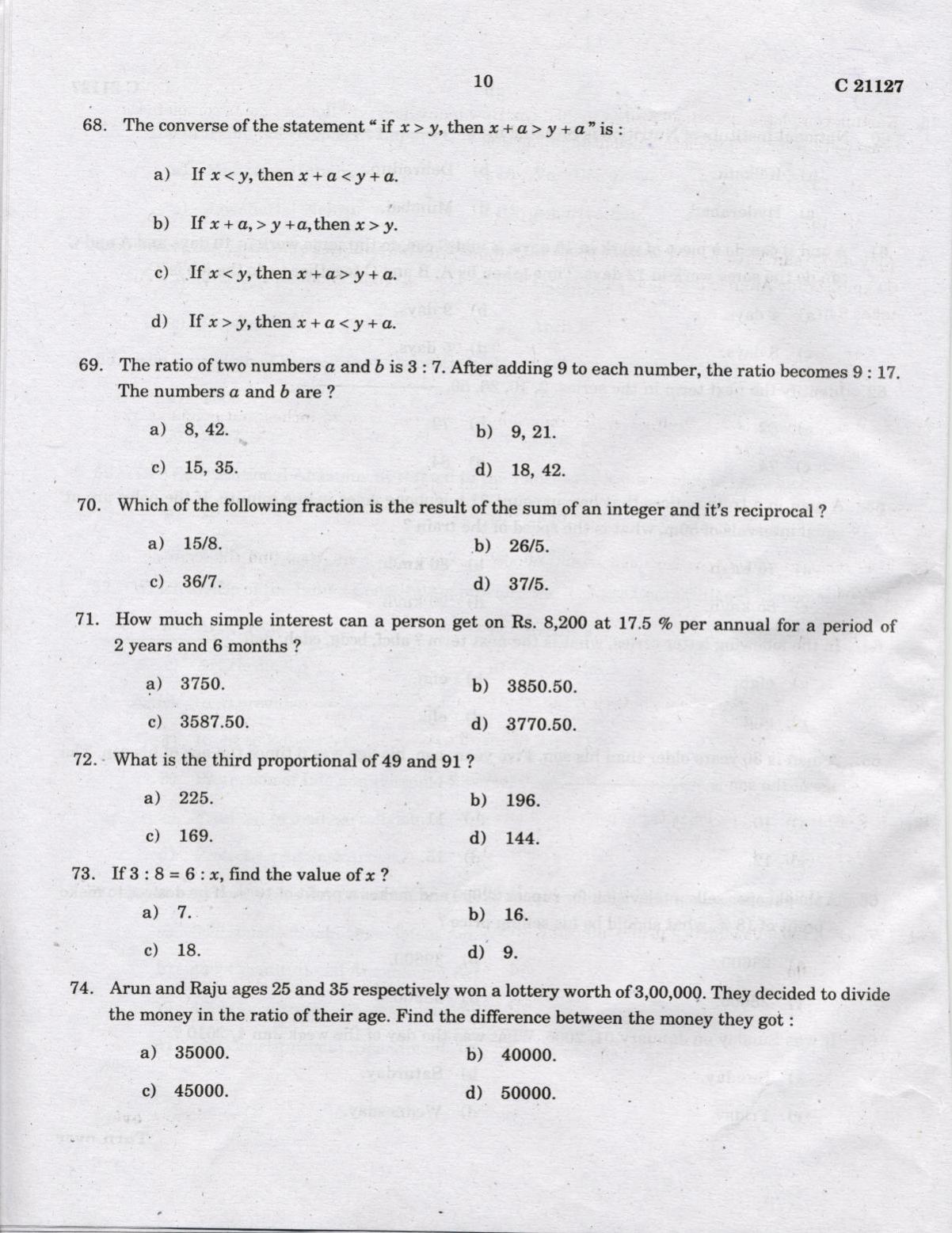 CUCAT 2022 Master of Social Works (MSW) Question Paper - Page 10