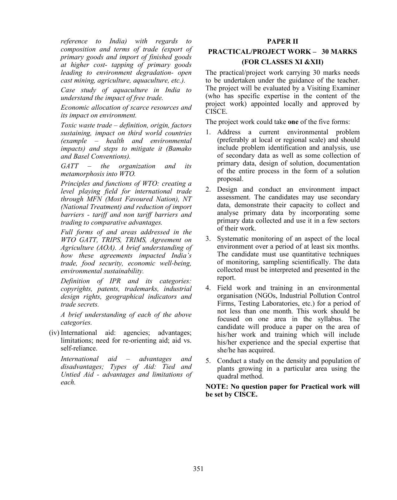ISC Class XI & XII Environmental Science Syllabus - Page 12