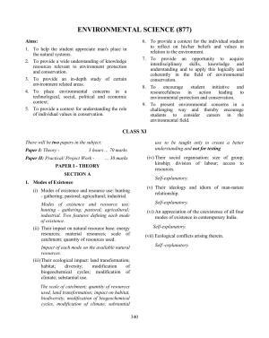 ISC Class XI & XII Environmental Science Syllabus