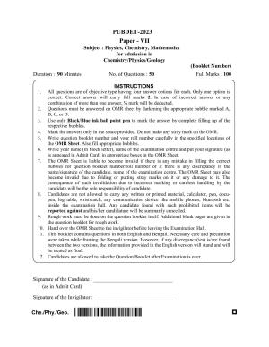 WB PUBDET 2023 Paper VII (Chemistry Physics Geology) Question Paper