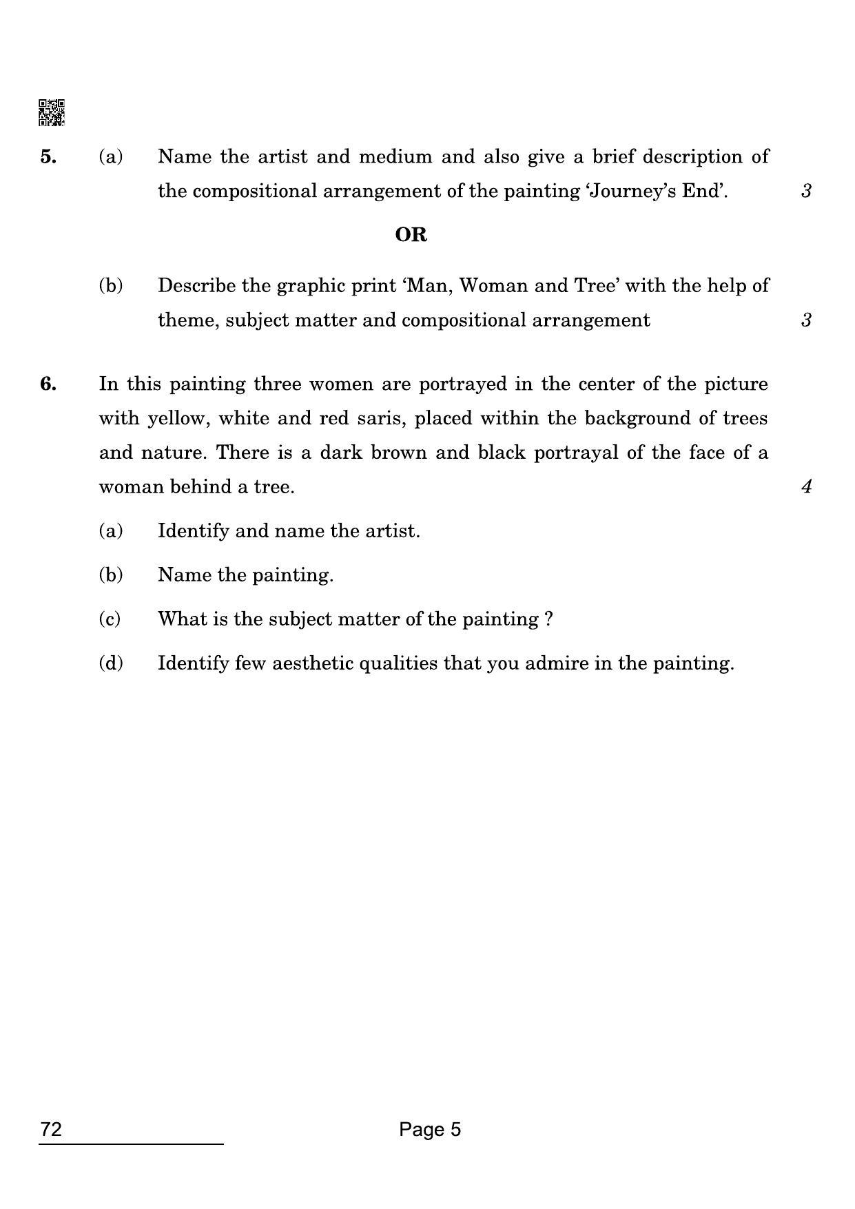 CBSE Class 12 72 Commercial Art. 2022 Compartment Question Paper - Page 5
