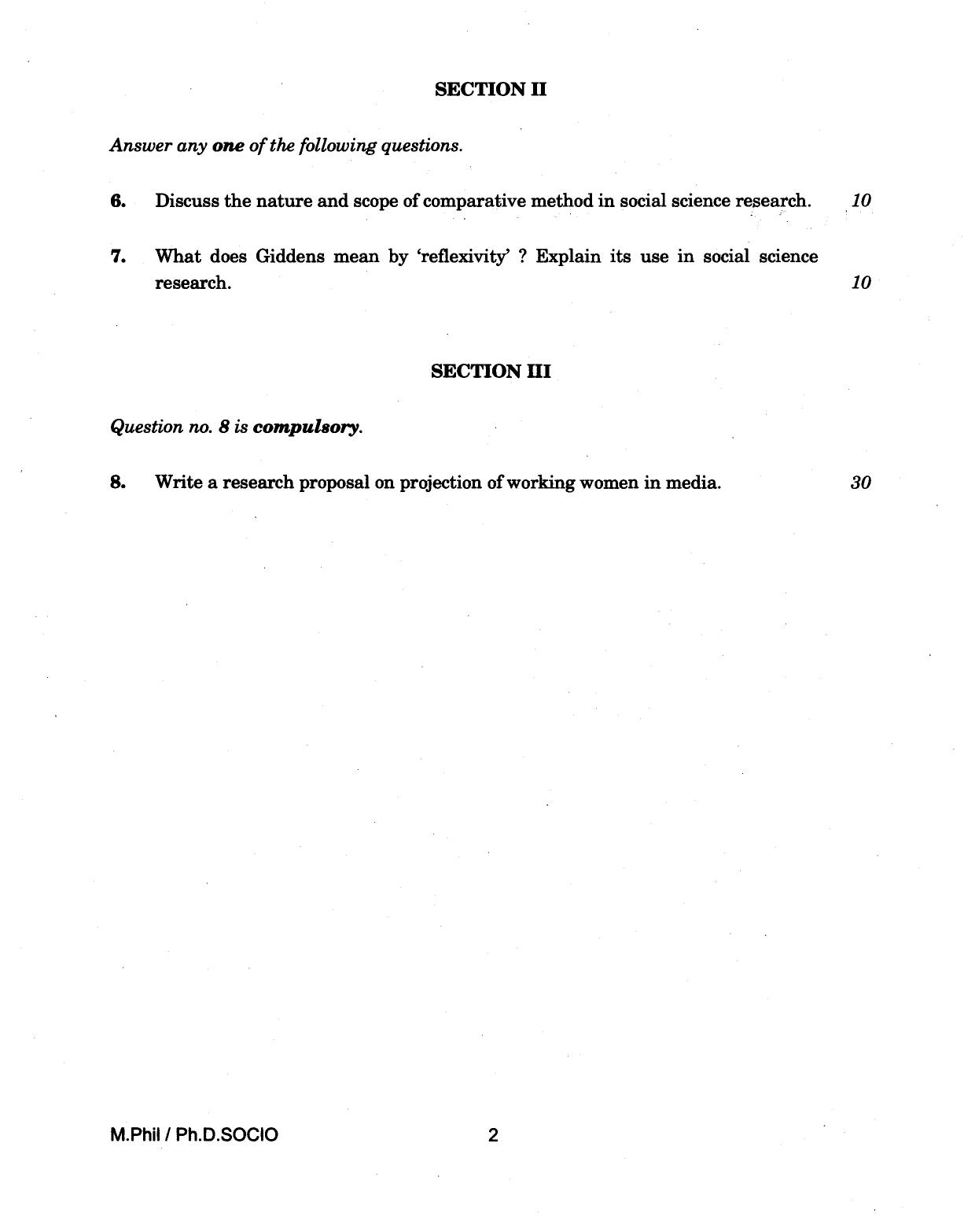 IGNOU PhD Entrance Test M.Phil/Ph.D (Sociology) 2018 Question Paper - Page 2