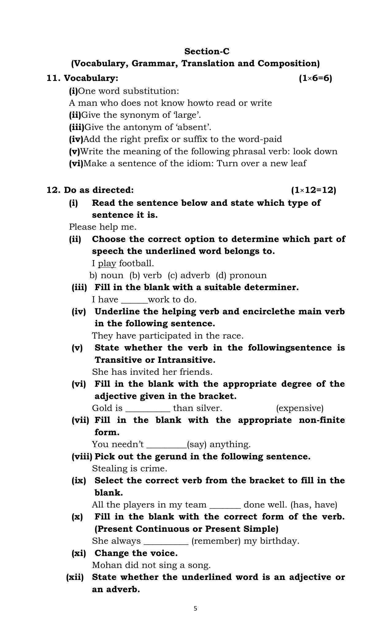 PSEB Class 8 English Model Papers - Page 5