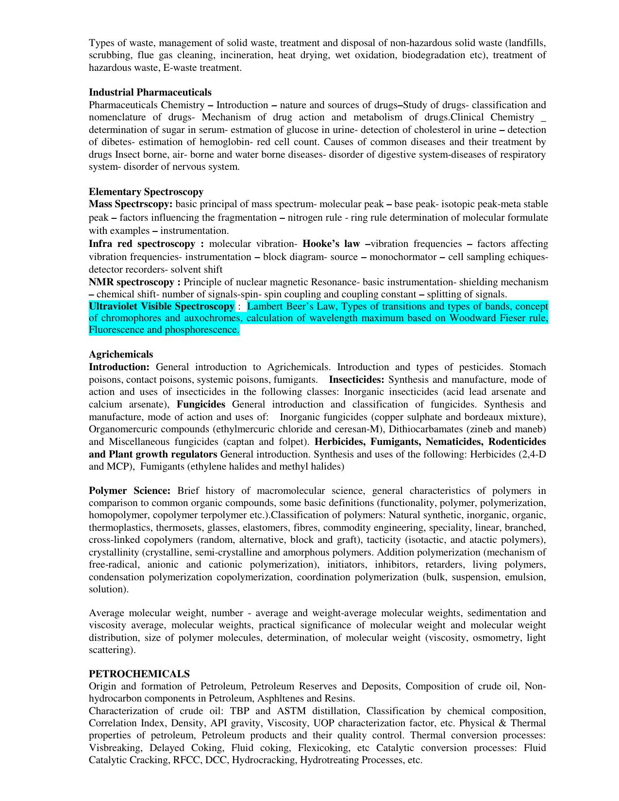AMU Entrance Exam: M.Sc. Industrial Chemistry Syllabus - Page 2
