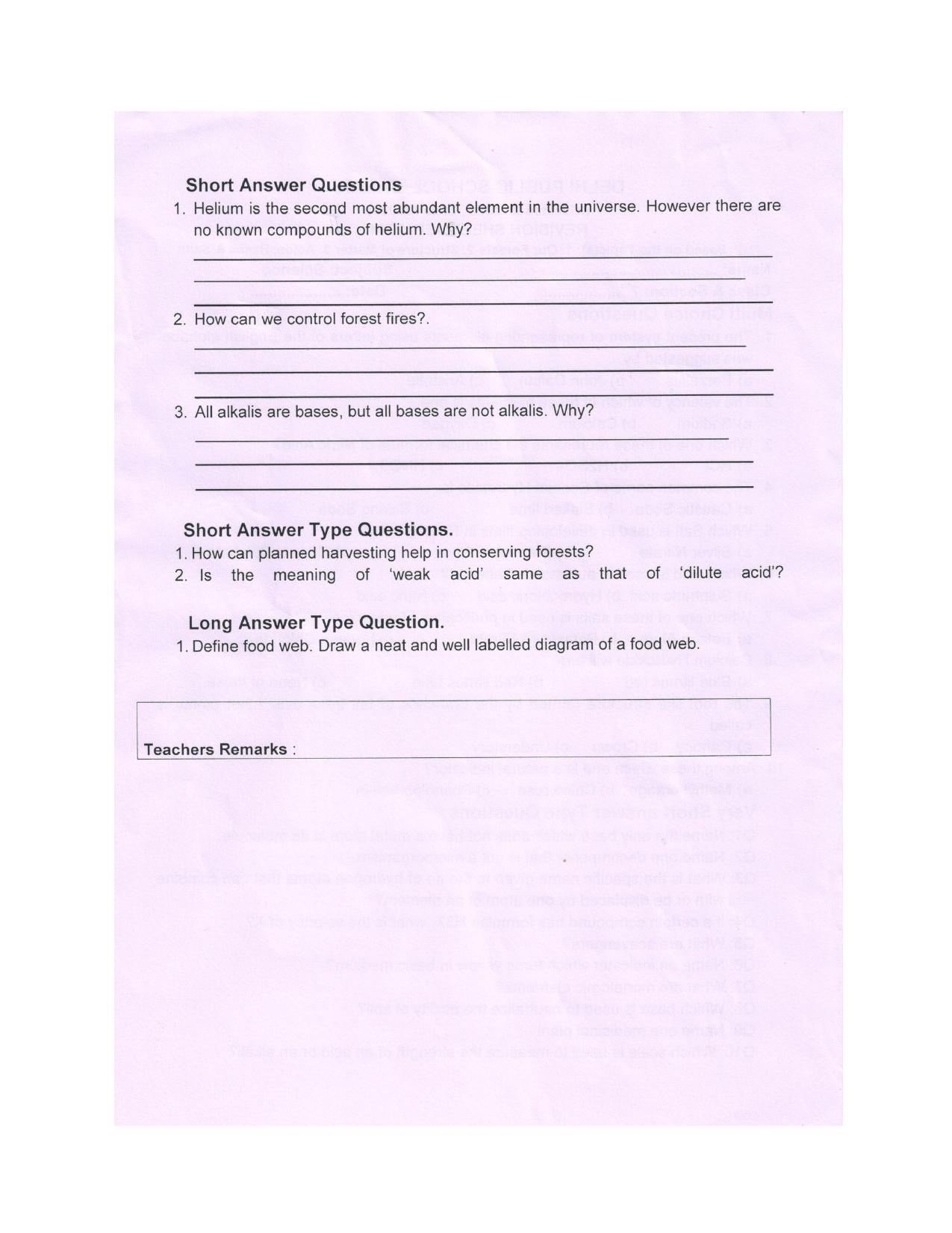 CBSE Worksheets for Class 7 Science Assignment 5 - Page 2