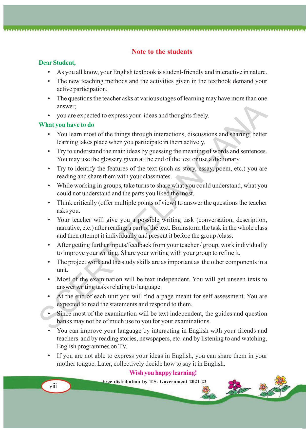 TS SCERT Class 7 English(English Medium) Text Book - Page 10