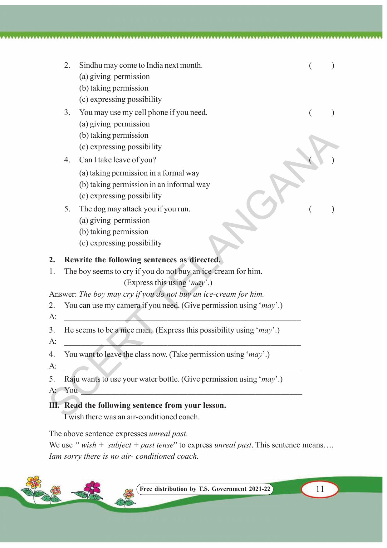 TS SCERT Class 7 English(English Medium) Text Book - Page 21