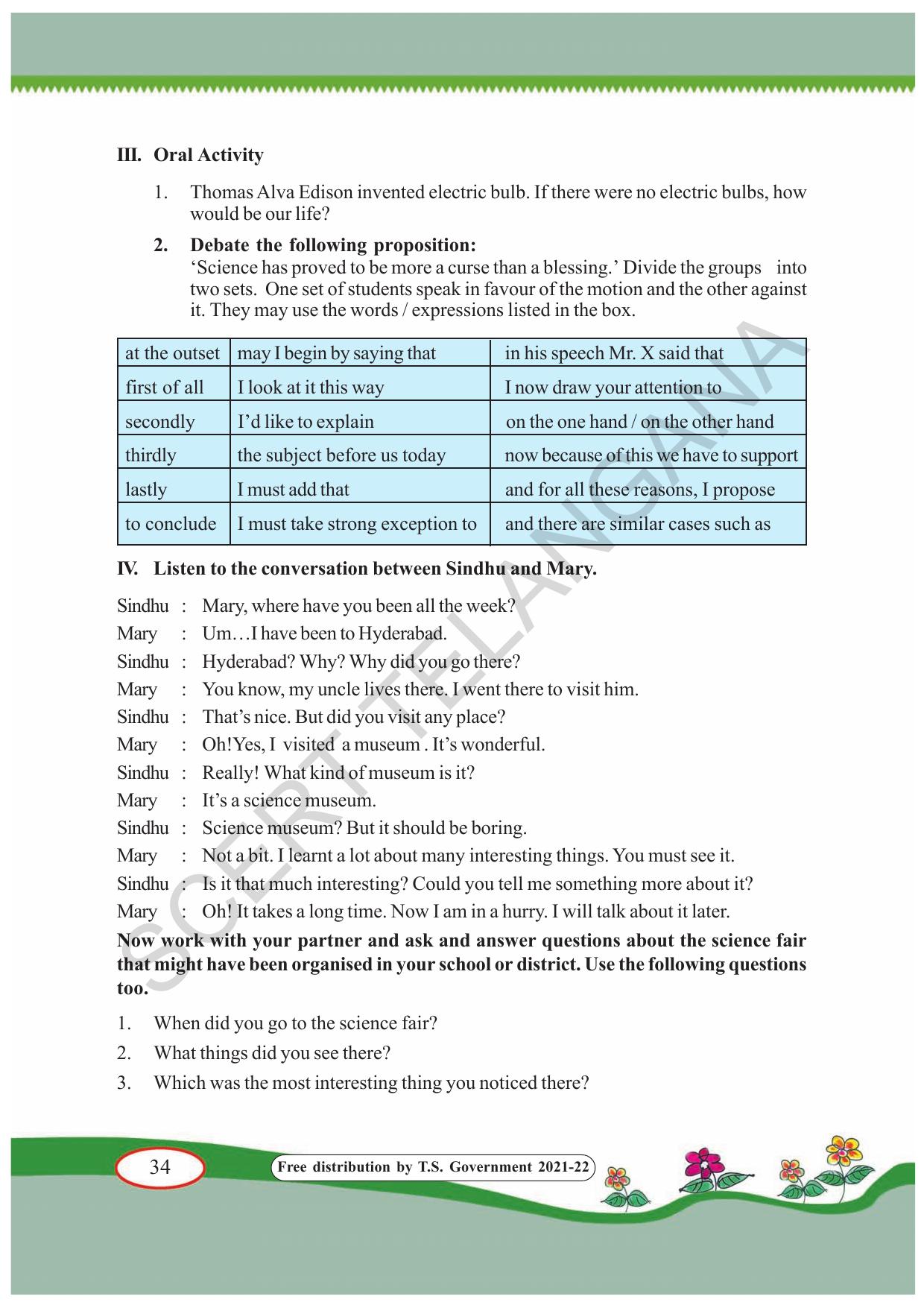 TS SCERT Class 7 English(English Medium) Text Book - Page 44