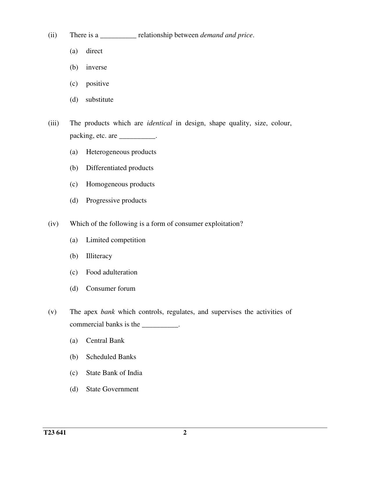 ICSE Class 10 ECONOMICS 2023 Question Paper - Page 2