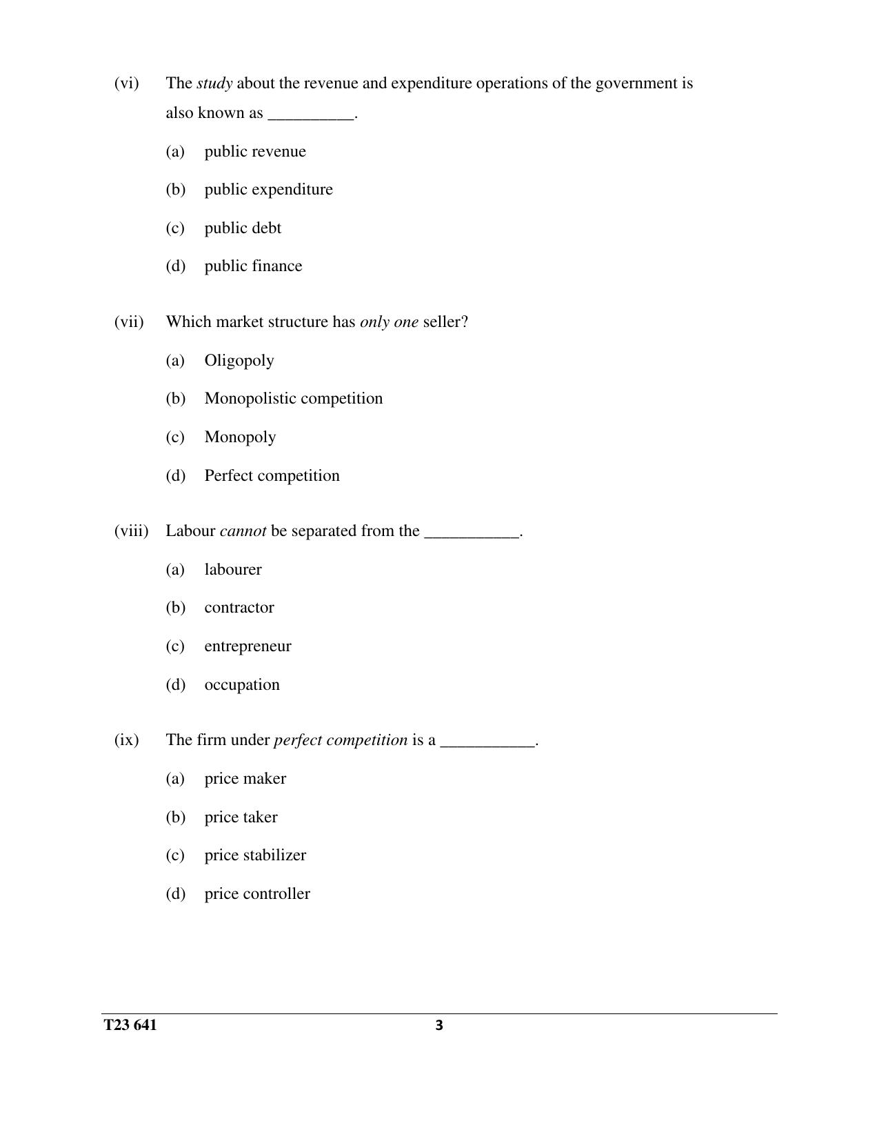 ICSE Class 10 ECONOMICS 2023 Question Paper - Page 3