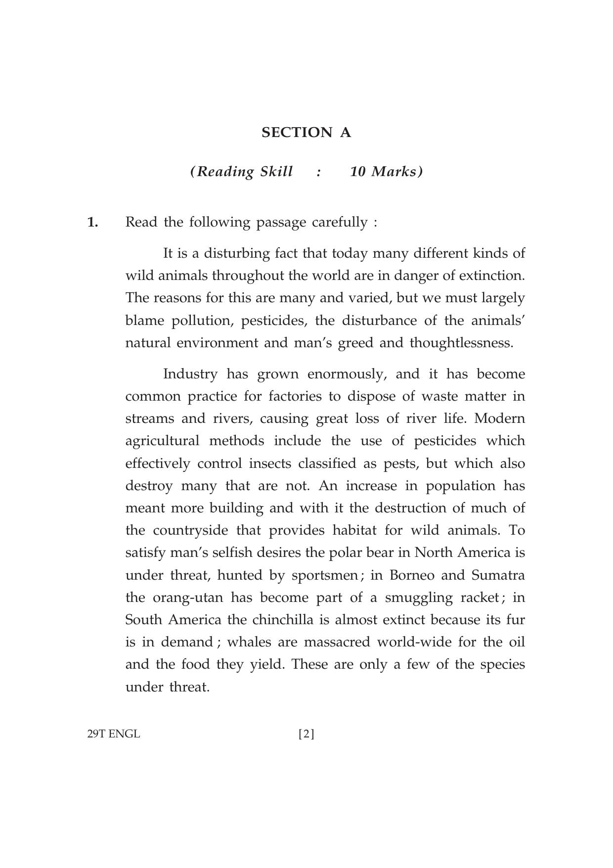 Assam HS 2nd Year English 2019 Question Paper - Page 2