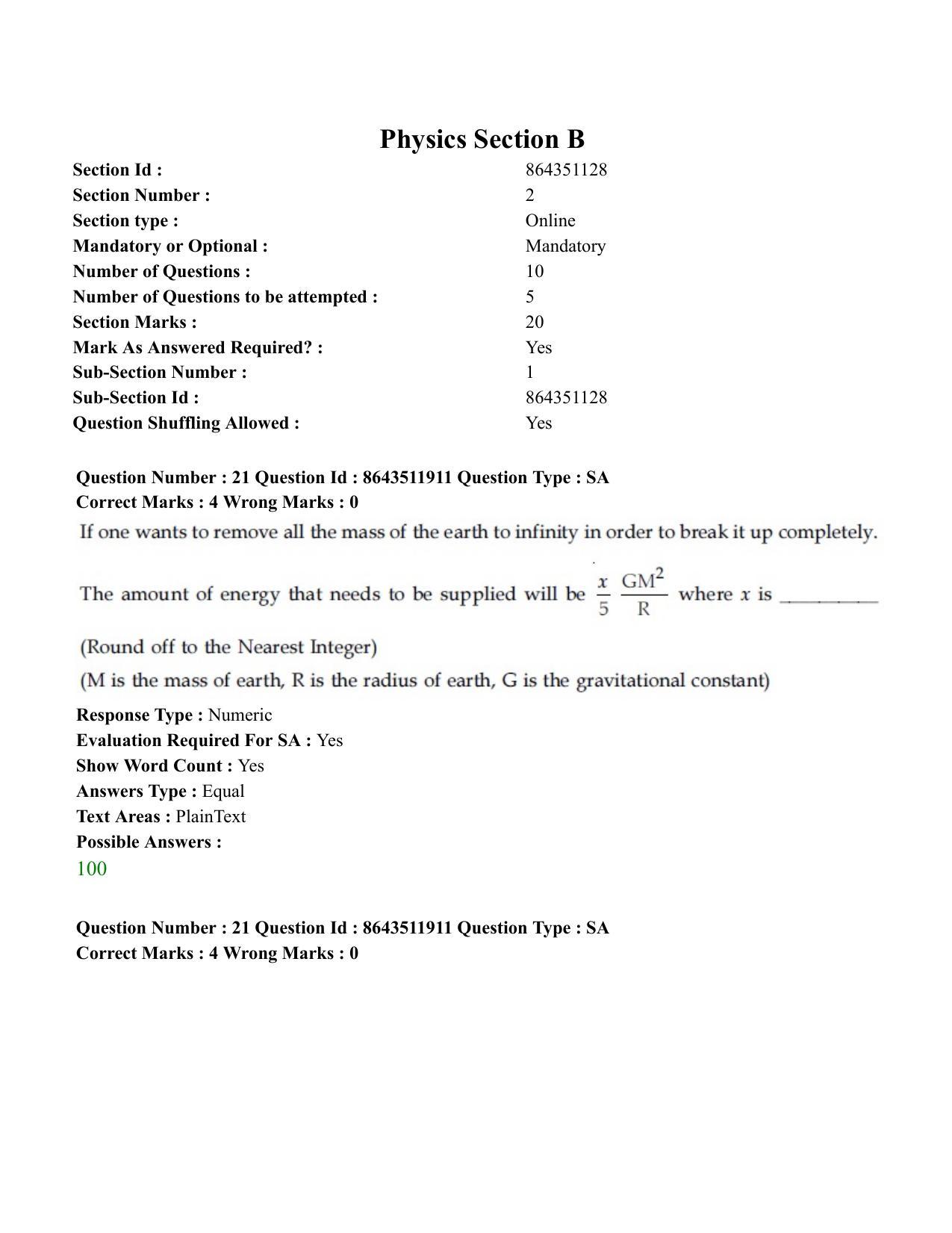 JEE Mains 2021: BTech ET (Shift 2) 16-03-2021 Question Paper - Page 23