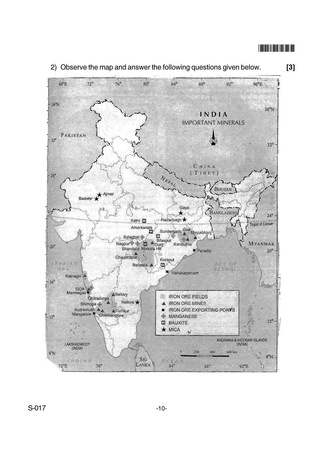 Goa Board Class 10 Geography & Economics (E)  017 E Cwsn (April 2018) Question Paper - Page 10