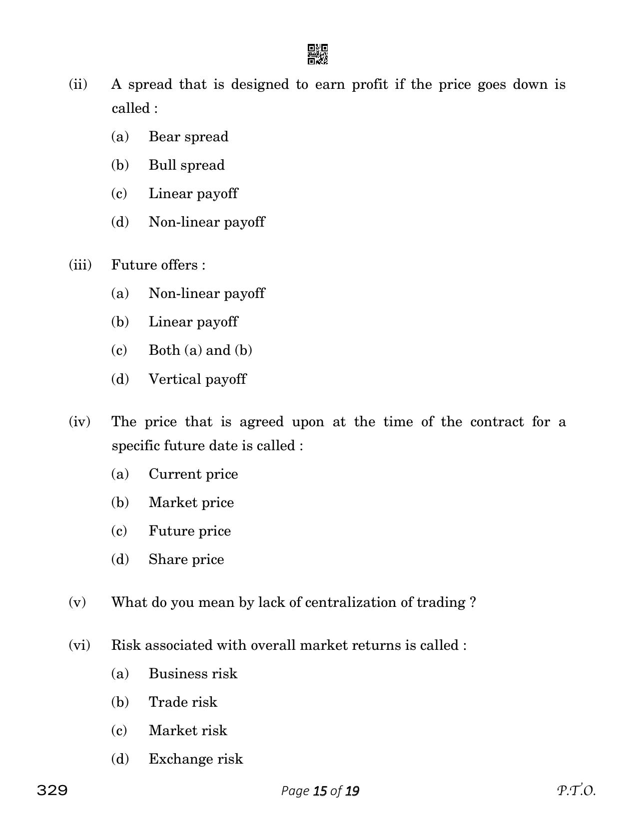 CBSE Class 12 Financial Markets Management (Compartment) 2023 Question Paper - Page 15