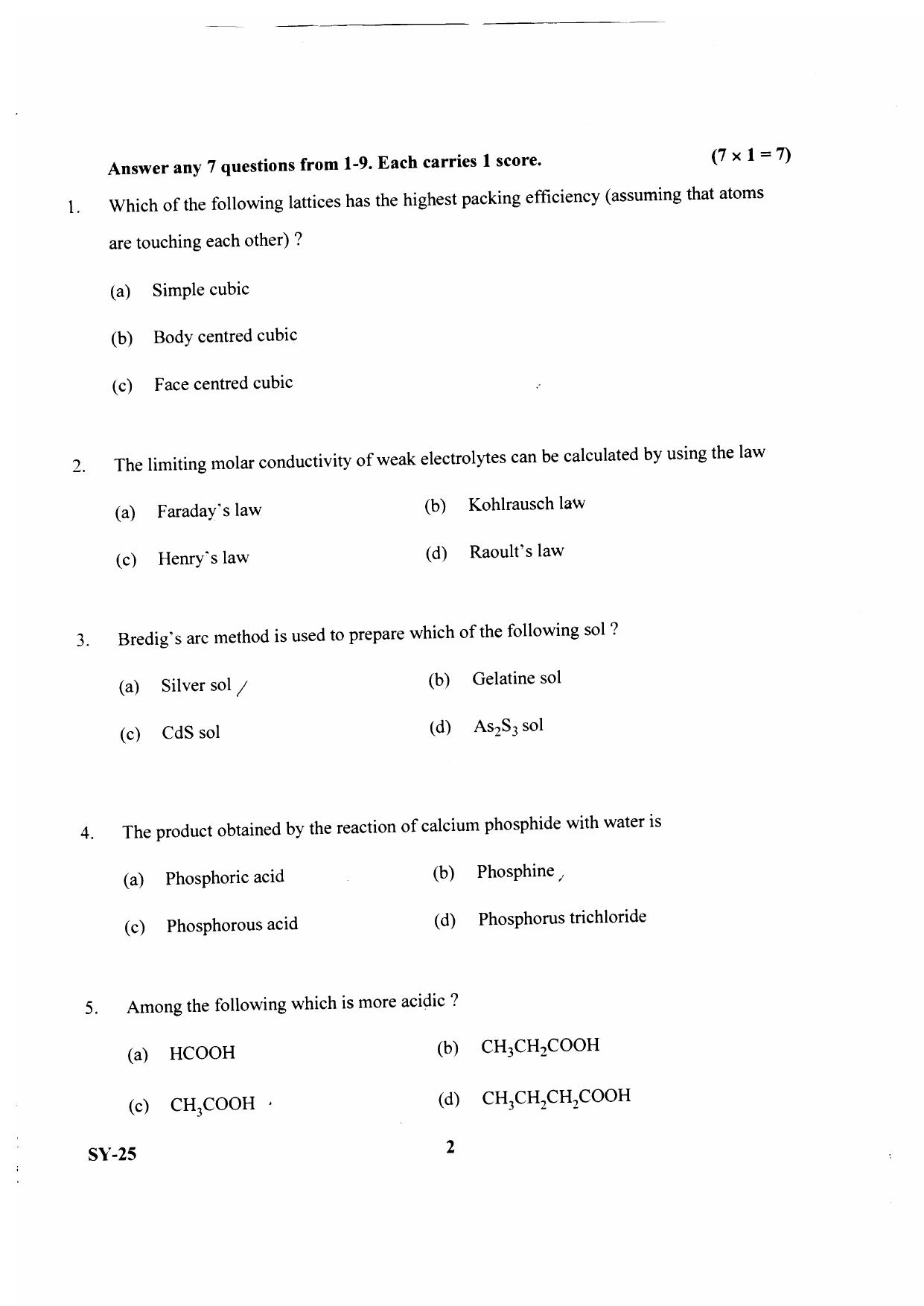 Kerala Plus Two 2020 Chemistry Annual Question Paper - Page 2