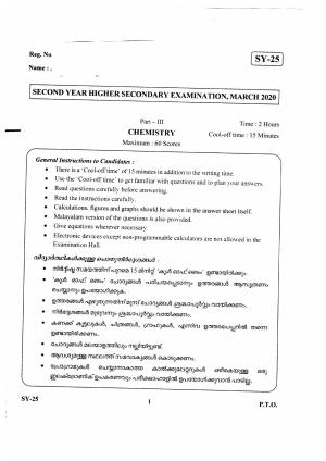 Kerala Plus Two 2020 Chemistry Annual Question Paper