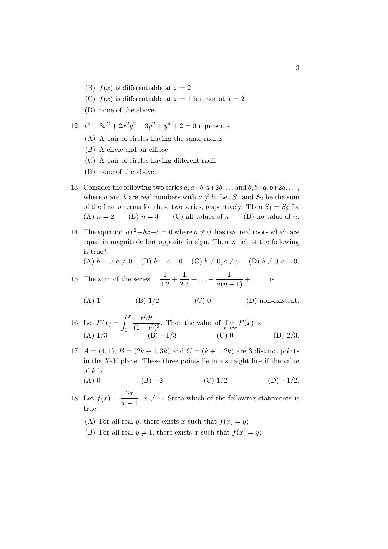 ISI Admission Test PG Diploma in Statistical Methods and Analytics DST 2016 Sample Paper - Page 3