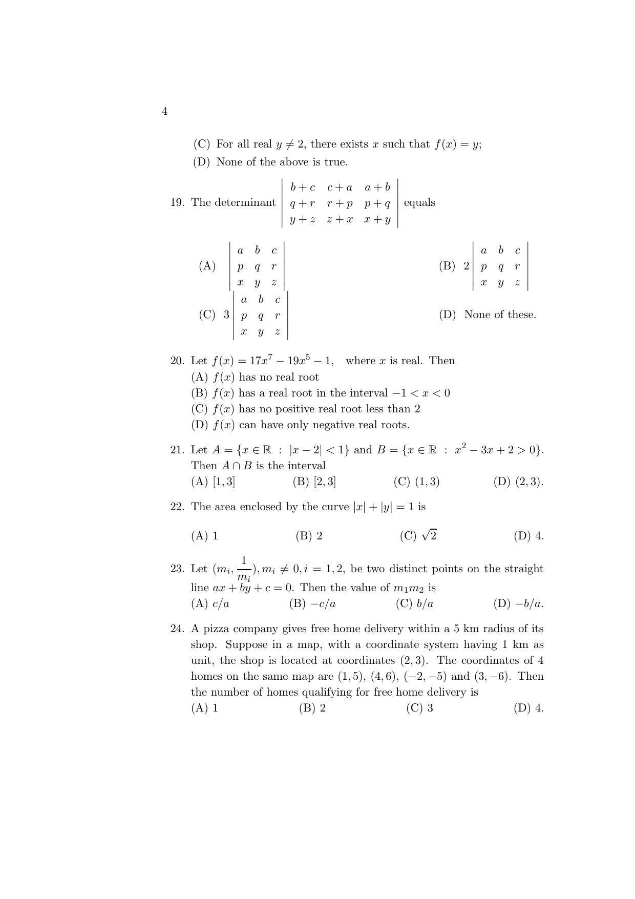 ISI Admission Test PG Diploma in Statistical Methods and Analytics DST 2016 Sample Paper - Page 4