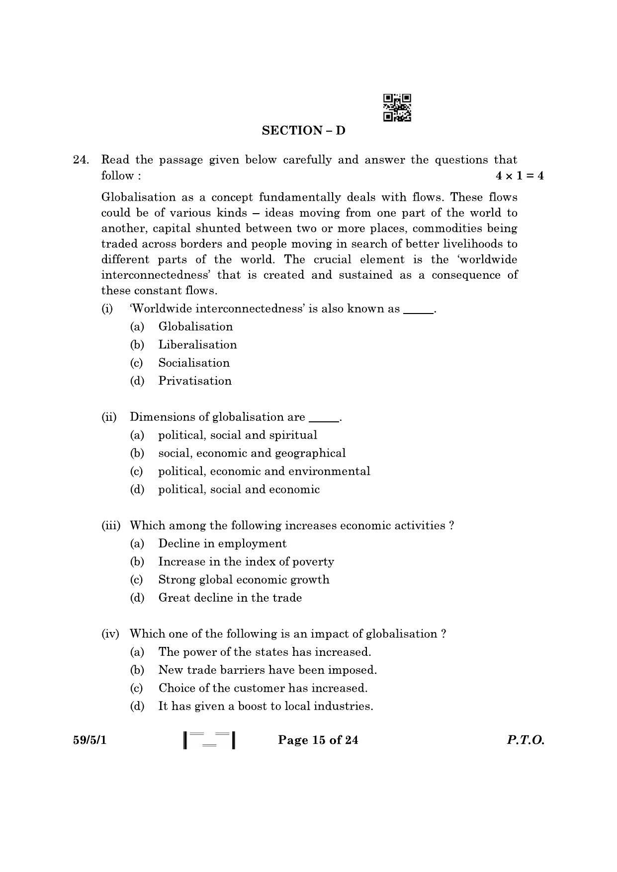 CBSE Class 12 59-5-1 Political Science 2023 Question Paper - Page 15