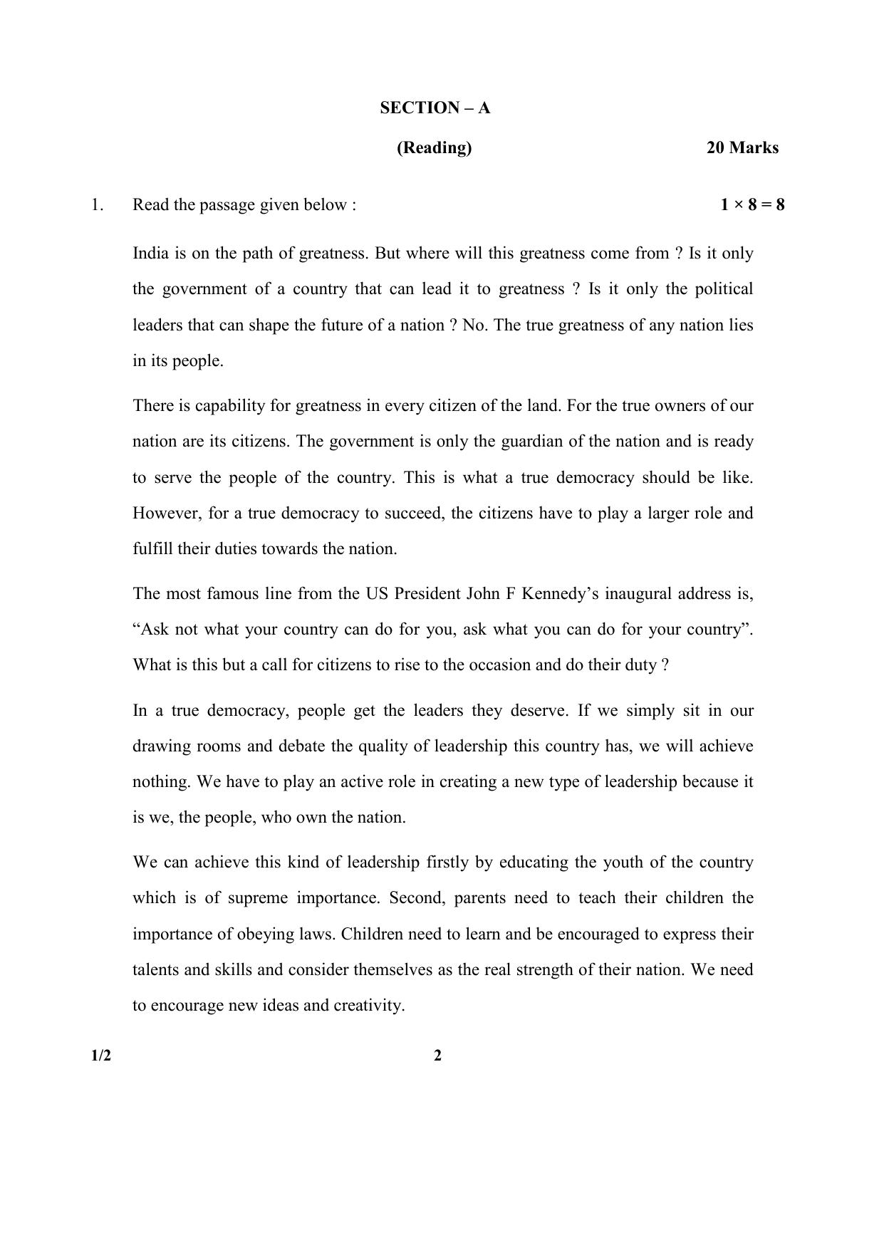 CBSE Class 10 1-2 (English) 2017-comptt Question Paper - Page 2