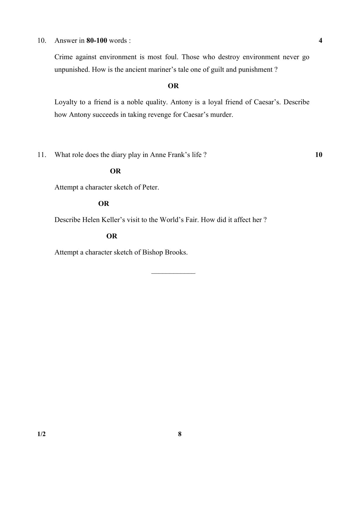 CBSE Class 10 1-2 (English) 2017-comptt Question Paper - Page 8