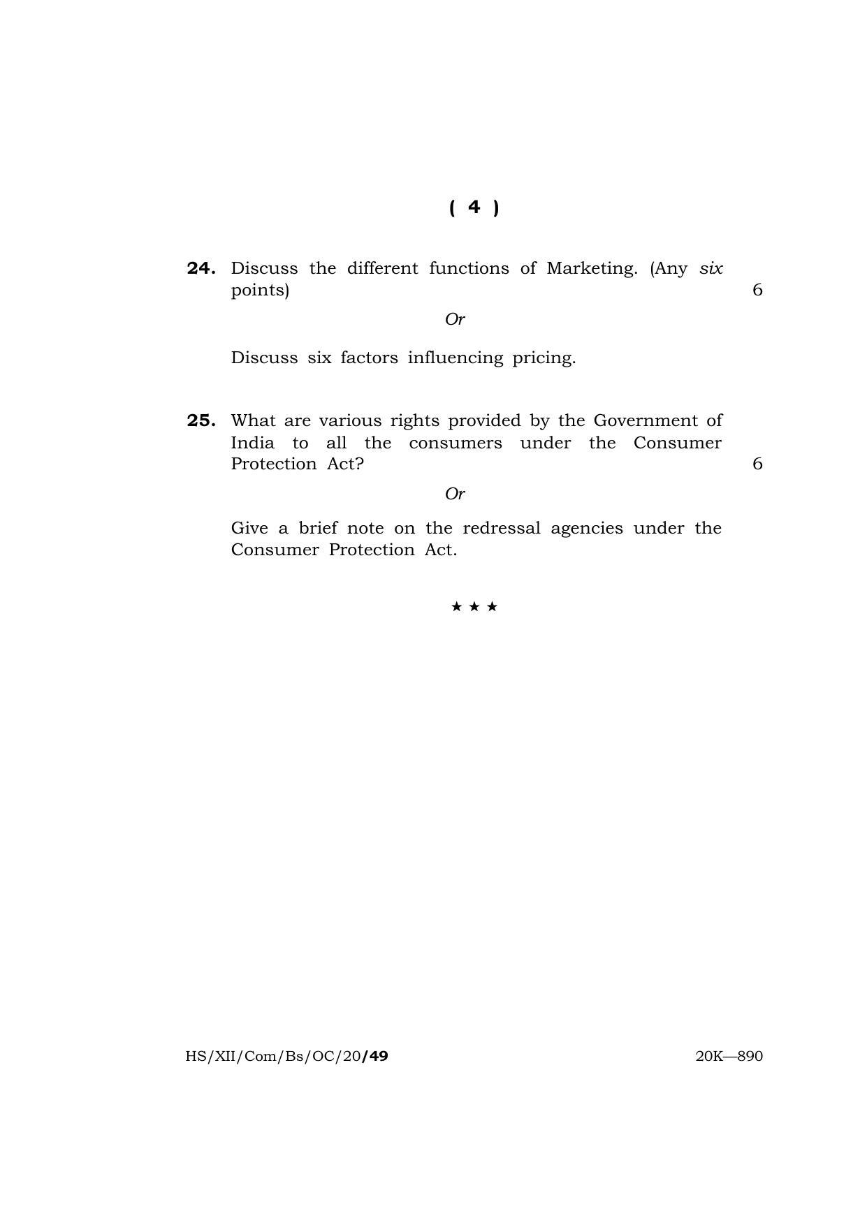 Meghalaya Board (MBOSE) Class 12 BUSINESS STUDIES ( Old Course ) 2020 Question Paper - Page 4