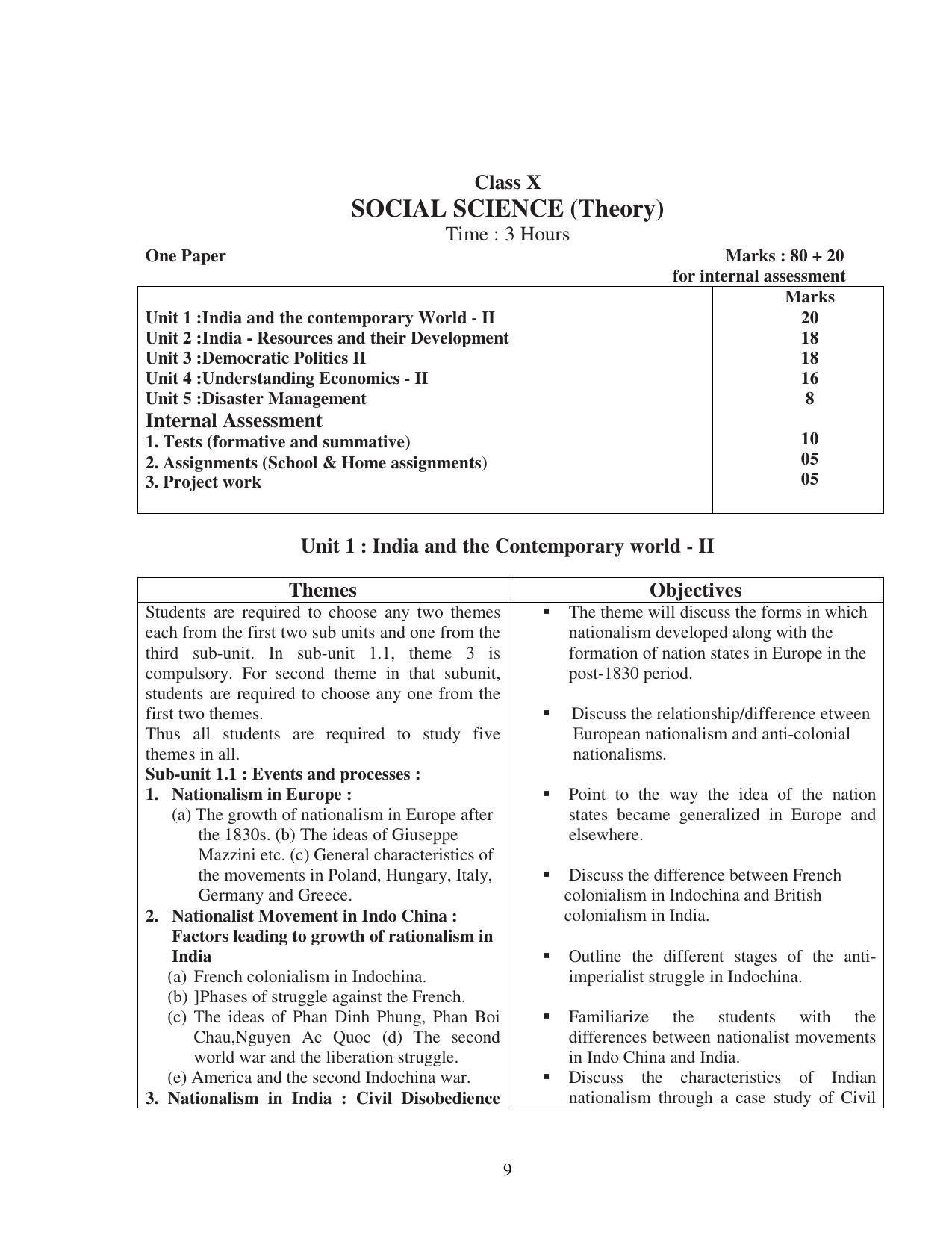 UBSE Class 10 Syllabus - Page 9