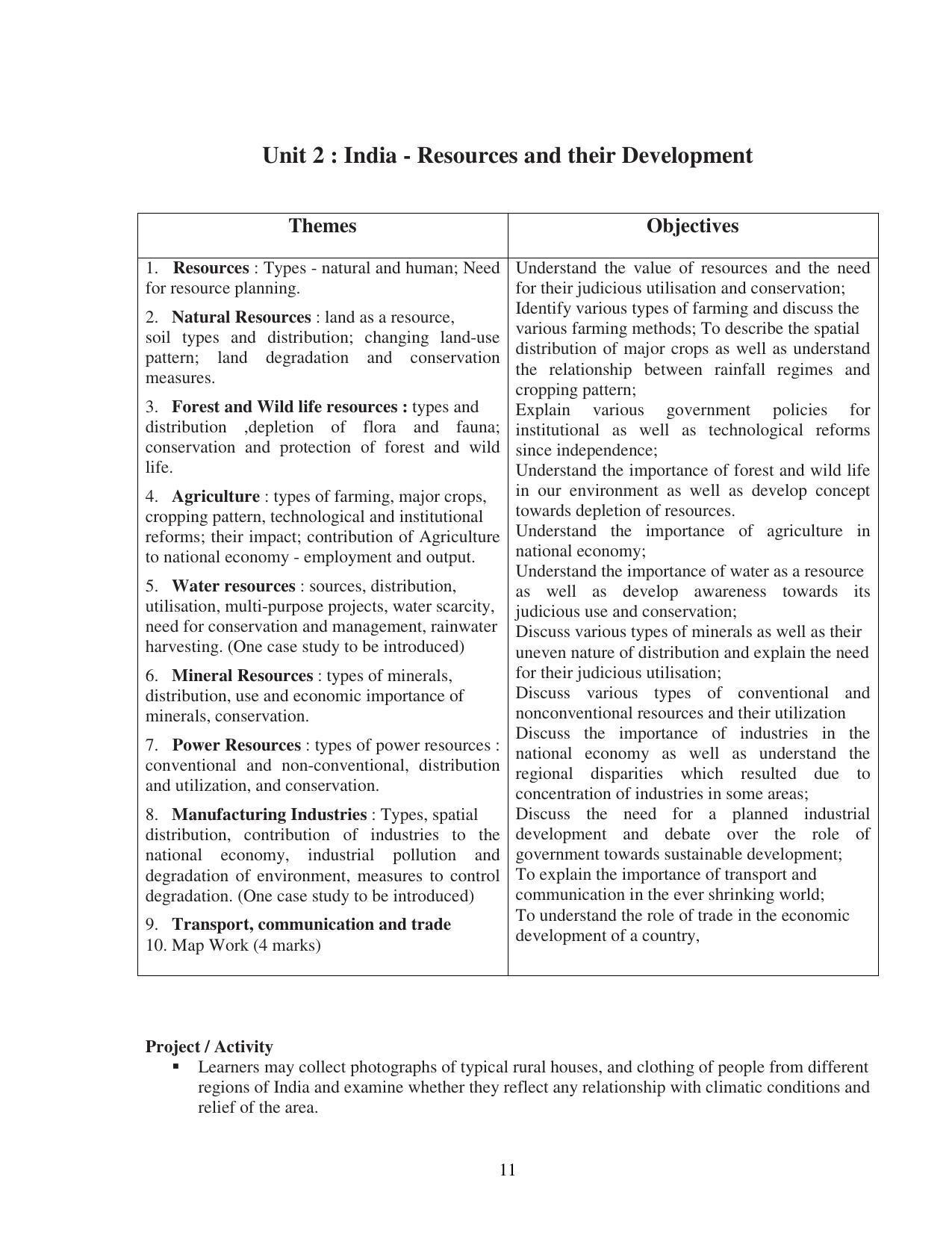 UBSE Class 10 Syllabus - Page 11