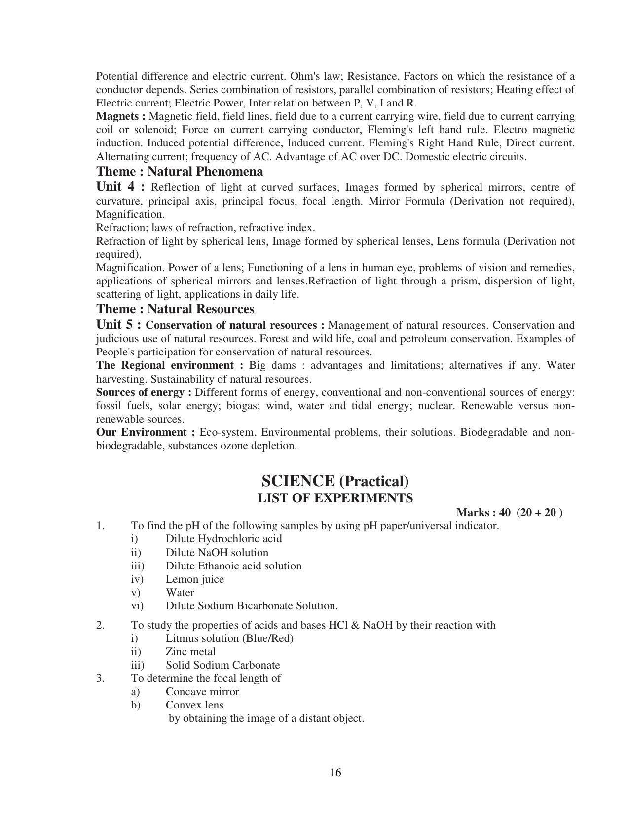 UBSE Class 10 Syllabus - Page 16