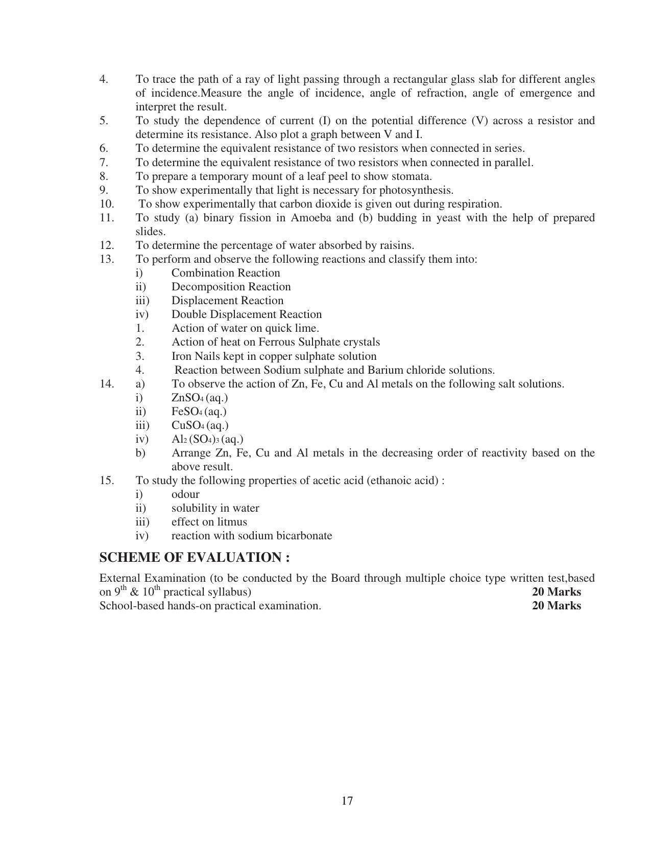 UBSE Class 10 Syllabus - Page 17