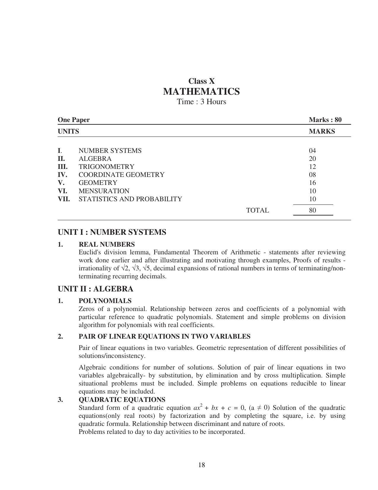 UBSE Class 10 Syllabus - Page 18