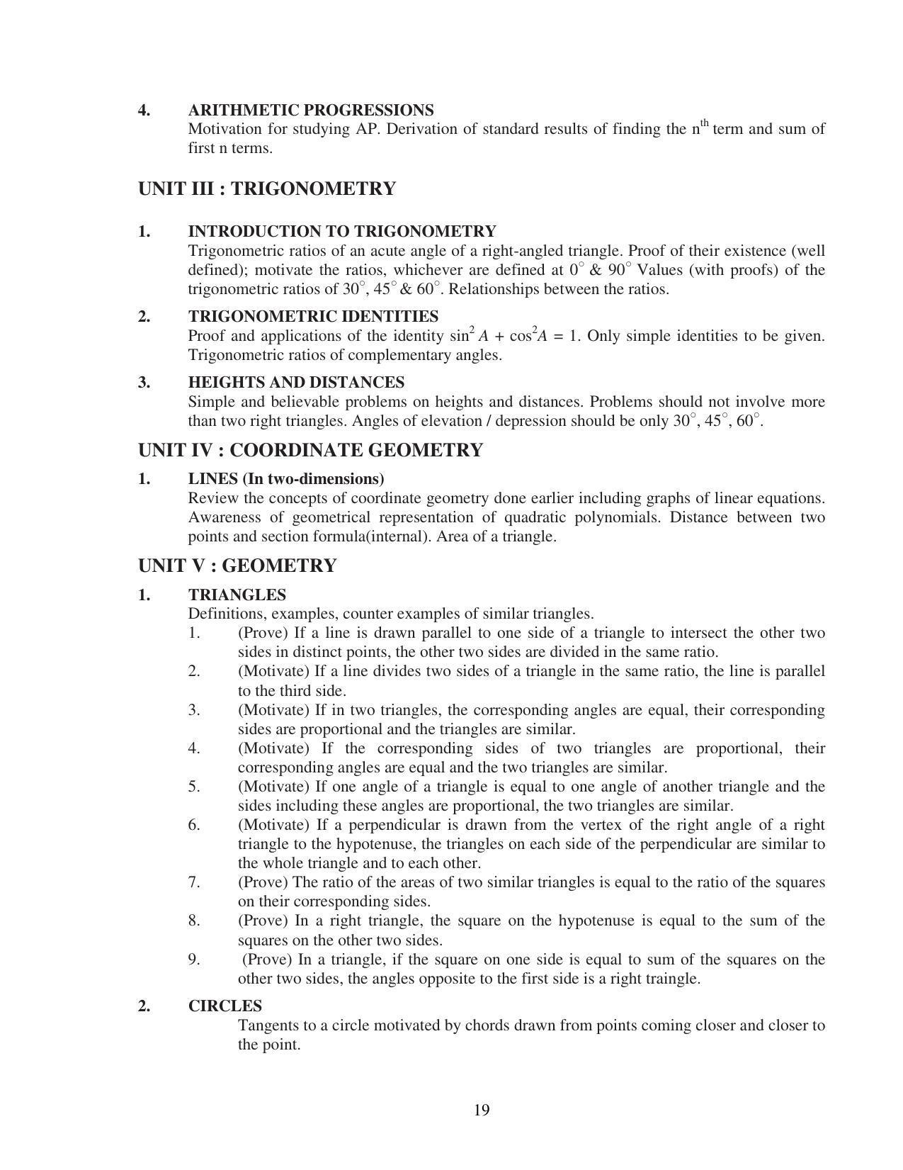 UBSE Class 10 Syllabus - Page 19