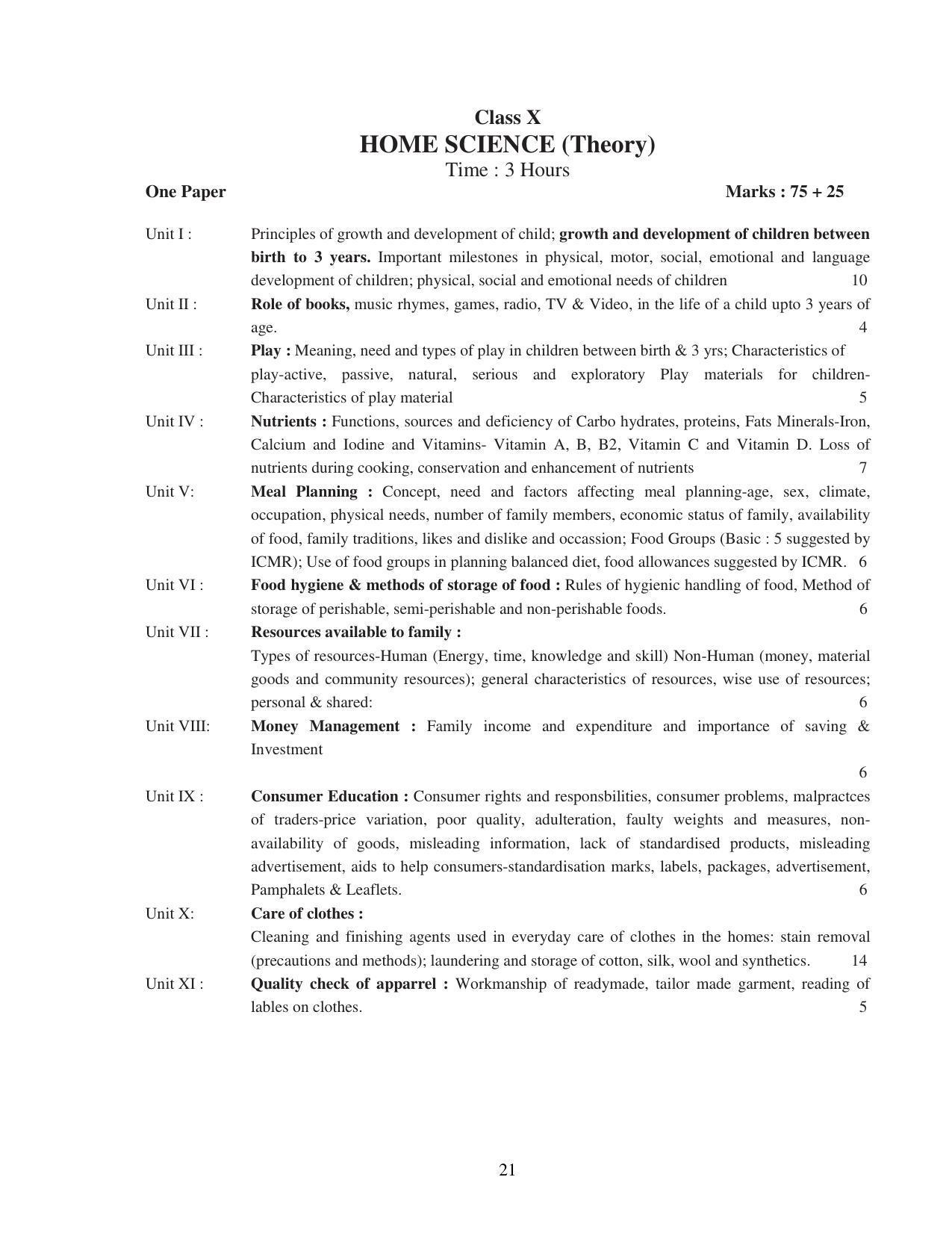 UBSE Class 10 Syllabus - Page 21