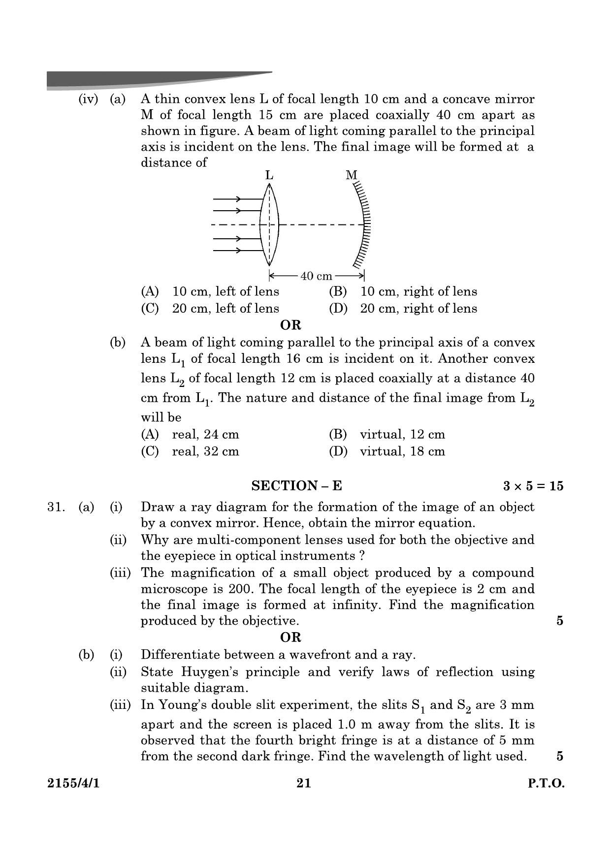 CBSE Class 12 55-4-1 Physics 2024 Question Paper - Page 21
