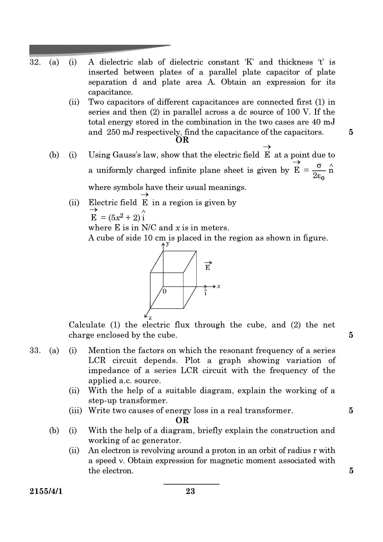 CBSE Class 12 55-4-1 Physics 2024 Question Paper - Page 23